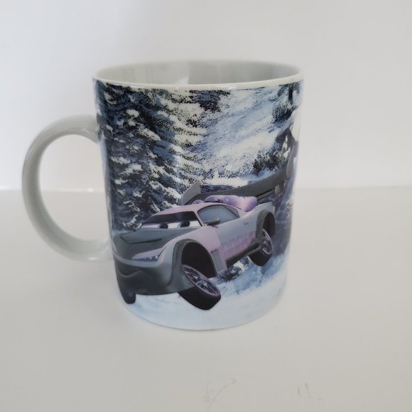 3/$15 * DISNEY CARS Movie Novelty Coffee Mug Winter Scene Red Purple Enesco Snow - Picture 2 of 6